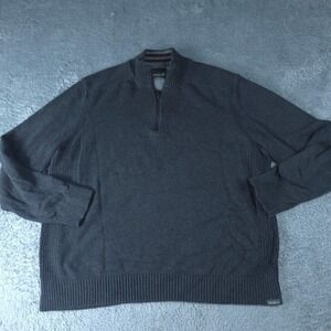 Eddie Bauer Sweater Mens XL Gray 1/4 Zip Mock‎ Neck Cotton Pullover